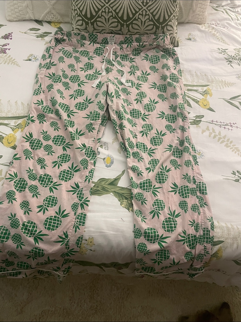 J. Crew Pink Pineapple-Print Cotton Pajama Pants